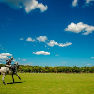 Polo player after changing his horse